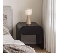 Modern Nordic End Table - Curved Solid Wood Nightstand with Drawer 50x45x50cm Minimalist Bedroom Cabinet Chic Stylish Bedside Dresser Contemporary Furniture for Home Decor.