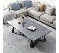 Modern Nordic Grey Wood Rectangular Cocktail Coffee Table with Cross Legs for Small Apartment 39" L x 20" W x 19" H