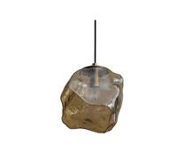 Modern Nordic Irregular Glass Pendant Light, Ice Cube Design Amber Gold Hanging Lamp, Unique Artistic Ceiling Fixture for Dining Room, Kitchen Island, Living Room, Bar, Cafe