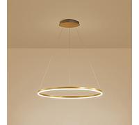 Modern Nordic LED Pendant Light - Adjustable 60cm Circle Chandelier for Living Room Kitchen Island & Dining Table 38W Black & Warm White Finish