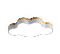 Modern Nordic Macaron Ceiling Light, Cloud Shape Led Ceiling Lighting Fixtures, 3000K-6000K Dimmable Wood Flush Mount Ceiling Lamp for Kid's Room Bedroom Living Room Kitchen, JYLSSKUK, White