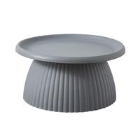 Modern Nordic Round Plastic Coffee Table - 71 x 71 x 35 cm - Mini Grey Ribbed Side Table for Balcony and Living Room, Stylish Mushroom Design, Versatile Fur.