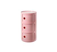 Modern Nordic Style Round Bedside Table with 2/3/4 Tier Plastic Storage Unit Chest of Drawers & Sliding Door Stylish Nightstand Cabinet for Bedroom Furniture