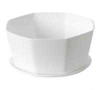Modern Nordic Style Succulent Container With Drainage Holes Long Lasting Plastic Flower Pot For Indoor Office Decor Piano White And Space Gray Large Size 20.8 Cm Diameter Set Of Two Pieces(A)