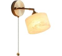Modern Nordic Wall Sconce Chinese Retro Marble Copper Living Room Bedroom Lamps(14cm)