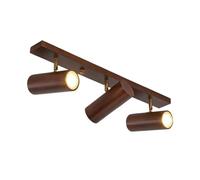 Modern Nordic Wood Grain LED Track Spotlight Ceiling Light Japanese Adjustable Directional Mini Ceiling Lamp Fixture for Living Room Gallery Hallway Office(Walnut-Neutral Light,3-Lights)