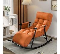 Modern Nursery Rocking Chair Breathable Tech Cloth Sofa Lounger for Living Room & Bedroom Comfortable Garden Rocker with Armrests Adjustable Backrest & Legrest