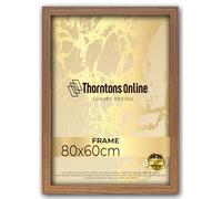 Modern Oak 80 x 60 cm Poster Frame Crystal Clear Acrylic Front Picture Photo Frame 60x80cm MDF Backing With Both Ways Hanging Hooks - Home Office Use