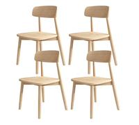 Modern Oak Dining Chairs Set of 4Sturdy Wooden Curved Backrest 44cm Seat WidthStylish for Kitchen & Living Room Elegant White Finish (Original Wood 4)