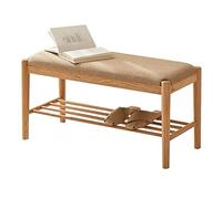 Modern Oak Wood Shoe Bench Upholstered Cushion, Compact Shoe Rack With Storage Shelf, Heavy Duty Shoe Storage Organizer Furniture For Entryway Hall Livingroom, Natural Color (Size : 60cm)