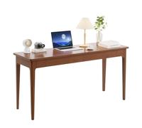 Modern Oak Writing Desk Solid Wood Narrow Computer Table for Home Office Compact Study Desk for Bedrooms & Dorms Walnut Finish 47"x17.7"x30"