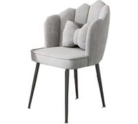 Modern Office Chair Set of 2 - Stylish Dining, Makeup, Leisure, Living Room, Bedroom Use - Metal Legs & Large Shell Design Cushions for Comfort & Elegance