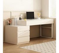 Modern Office Computer Desk, Expandable Vanity with Drawers, Makeup Desk, Writing Desk Workstation, Study Desk with Metal Legs, Suitable for Study, Bedroom, Living Room A,100CM