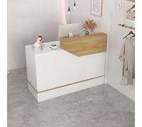 Modern Office Desk with Lockable Drawers Stylish Workstation for Office & Salon Keyboard & Cash Register Shelf Elegant Reception Counter for Commercial Spaces