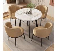 Modern Office Reception Round Table Set Small Conference Table & Chair Stylish Furniture for Small Offices 80cm Khaki Perfect for Reception Areas & Clubs