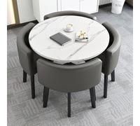 Modern Office Reception Table and Chair Set Commercial Conference Furniture for 4 Small Dining & Coffee Table with Stylish Chairs Ideal for Kitchen & Living Room