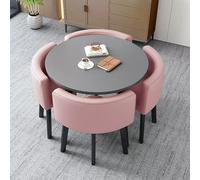 Modern Office Reception Table and Chair Set Round/Square Conference Dining Table with Stylish Chairs t for Office Living Room Dining Room (Round-19)
