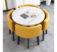 Modern Office Reception Table & Chair Set Commercial Conference Furniture for 4 Stylish Small Dining & Coffee Table Combo for Kitchen & Living Room