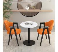 Modern Office Reception Table Set 3-Piece Round Dining Table with 2 PU Upholstered Chairs Perfect for Small Meeting Rooms and Negotiation Spaces Stylish and Functional