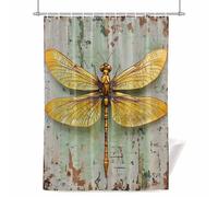 Modern Oil Painting Shower Curtain for Bathroom, Retro Yellow Dragonfly Waterproof Cloth Fabric Bathroom Accessories Set with 12 Rust Proof Plastic Hooks, 36” x 78”