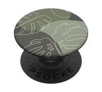 Modern Olive Boho Tropical Jungle Botanical Monstera Leaves PopSockets Adhesive PopGrip