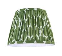 Modern Olive Green Pleated Cotton Fabric Lamp Shade with Wavy Design | Inner White Faux Silk Lining | 18cm x 25cm by Happy Homewares
