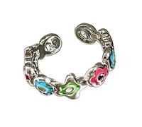 Modern Open Adjustable Colorful Flower Jewelry Alloy Texture Suitable for Fashion Lover Present Dopamine Flower Colorful Adjustable