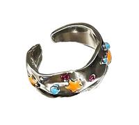 Modern Open Adjustable Colorful Flower Jewelry Alloy Texture Suitable for Fashion Lover Present Dopamine Flower Colorful Adjustable