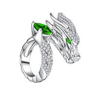 Modern Open Chinese Loong Themed Rings Decorated with Diamonds Accessory for Everyone Adjustable Statement Hoop
