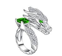 Modern Open Chinese Loong Themed Rings Decorated with Diamonds Accessory for Everyone Chinese Loong Hoop