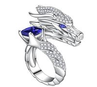 Modern Open Chinese Loong Themed Rings Decorated with Diamonds Accessory for Everyone Lavishness Chinese Loong Hoop