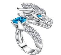 Modern Open Chinese Loong Themed Rings Decorated with Diamonds Accessory for Everyone Modern Open Chinese Loong Themed Rings