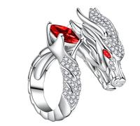Modern Open Chinese Loong Themed Rings Decorated with Diamonds Accessory for Everyone Modern Open Chinese Loong Themed Rings