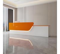 Modern Orange LED Reception Desk with Lockable Drawer 100 cm Counter for Stores Offices Clinics - Stylish Reception Table for Enhanced First Impressions