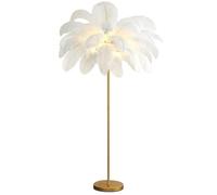 Modern Ostrich Feather Floor Lamp - Ele Nordic Design, Resin Base, Ideal for Villa, Hotel, Romantic Bedroom & Living Room Decor, Slish Standing Light Fixture