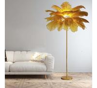 Modern Ostrich Feather Floor Lamp - Elegant Black Standing Light for Living Room & Bedroom Decor - Soft Feathers 160cm Height 50cm Shade Unique Home Accent