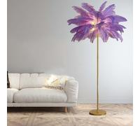 Modern Ostrich Feather Floor Lamp - Elegant Black Standing Light for Living Room & Bedroom Decor - Soft Feathers, 160cm Tall, Unique Home Lighting Solution