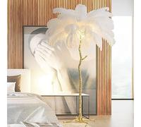 Modern Ostrich Feather Floor Lamp with Adjustable Intensity and Foot Switch Romantic Decorative Floor Lamp 170cm Tall for Living Room Bedroom Office Display