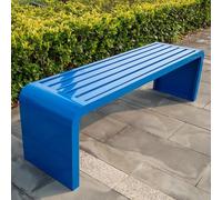 Modern Outdoor Backless Bench, Waterproof Steel Garden Patio Bench, Art Deco Multicolor Park Bench, 39-inch Metal Porch Seating (Blue)