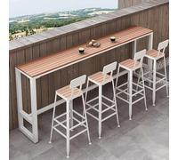 Modern Outdoor Bar Table - Rectangular Trestle Design F Pub Height Dining Table for Patio & Balcony Wooden Counter Table (Size: 160x40x105cm Color: White)