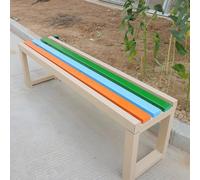 Modern Outdoor Bench - Stylish Park Bench with Corrosion-Resistant Metal Frame, Multicolor Wooden Seating for Garden, Patio, Lawn, Yard & Porch - 59" L x 14" W x 18" H