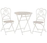 Modern Outdoor Garden Bistro Set Metal Beige Balcony Table with Chairs Trieste