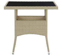 Vidaxl Outdoor Dining Table Beige Poly Rattan And Glass