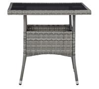 Vidaxl Outdoor Dining Table Grey Poly Rattan And Glass