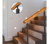 Modern Outdoor Stair Railing - Adjustable Black Wood il for Porch Steps - 1-3 Steps Side Wall Mounted Deck Grab Rails, 95cm Height, Double Post Design