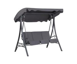 Modern Outdoor Swing 3 Seat Polyester Canopy Steel Frame Grey Garbo
