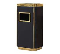 Modern Outdoor Trash Can - Rectangular Stainless Steel Design with Ashtray - Commercial Grade Black Garbage Bin for Patios Parks and Public Spaces
