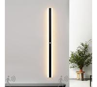 Modern Outdoor Wall Light with Motion Sensor IP67 Waterproof Black LED Sconce 80CM Metal Exterior Lamp for Porch Patio Garage & Living Room - Warm White Illumination
