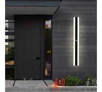 Modern Outdoor Wall Light with Motion Sensor - LED Long Wall Sconce, IP67 Waterproof, Black Metal Exterior Lamp for Porch, Patio, Living Room, Garage (White Light, 120CM)