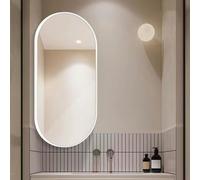 Modern Oval Bathroom Mirror 50x90cmWallMounted Vanity Mirror with Metal Frame Swivel Corner Design Stylish Home Decor for Bath & Makeup White Finish